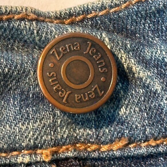 3.	Denim Jeans, medium-blue and decorated with studs and beads - Picture 6 of 6